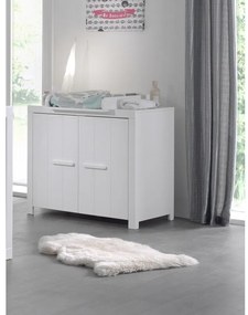 Comodă de copii albă joasă din lemn masiv de pin cu masă de înfășat 100x96 cm ERIK – Vipack