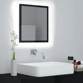 804914 vidaXL Oglindă de baie cu LED, negru extralucios, 40x8,5x37 cm, acril