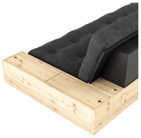 Canapea verde-închis extensibilă cu tapițerie din catifea reiată 244 cm Base – Karup Design