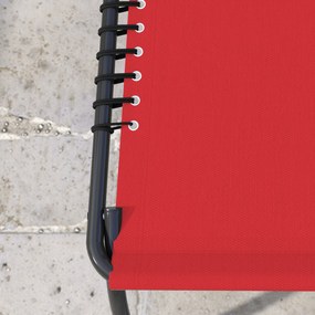 Outsunny Șezlong pliabil cu spătar reglabil multi-poziții, oțel termoplastic, șireturi elastice, textilenă neagră, roșu | Aosom Romania