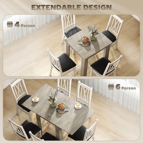 HOMCOM Masă de Dining Extensibilă pentru 4-6 Persoane Design Pliabil, 70-140cm Masă Rectangulară de Economisire a Spațiului cu Picioare Antiderapante, pentru Sala de Mese Sufragerie, Gri Efect Lemn | Aosom Romania