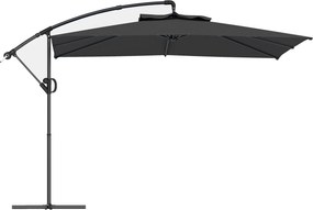 Outsunny Umbrelă laterală pătrată 3 x 3 m cu manivelă, bază încrucișată, umbrelă înclinabilă rotire la 360° țesătură 180 g/m² gri închis | Aosom Romania