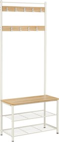 Perete de hol TIMI cu dulap pentru incaltaminte 170x75 cm, stejar/alb