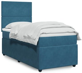 vidaXL Pat continental cu saltea, albastru închis, 80x200 cm, catifea