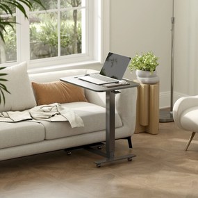 HOMCOM Birou reglabil pe înălțime incl. 4 roți C-Formă 65 cm x 48 cm x 70-110 cm Negru | Aosom Romania