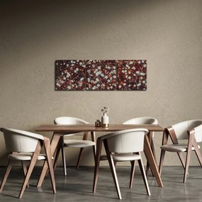 Tablou cu floare de nu mă uita (cu ceas) (90x30 cm)