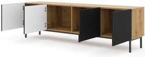 Masă TV 4D 200 Rowanna (Stejar artisan + Negru). 1125016