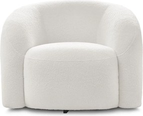 Fotoliu alb pivotant cu tapițerie din țesătură bouclé Elina – Bobochic Paris