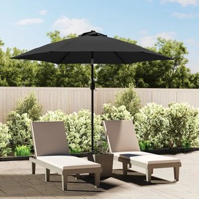 vidaXL Umbrelă de soare exterior cu LED &amp; stâlp de oțel antracit 300cm