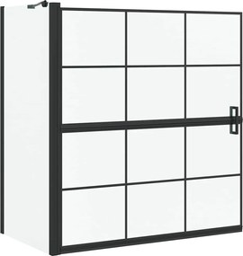 vidaXL Ecran de baie pentru duș Negru și transparent 116 x 68 x 128 cm