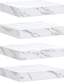 vidaXL Raft de perete Pe perete 4 pcs Marmură albă 23 x 23,5 x 4 cm