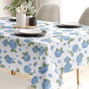 Goldea față de masă decorativă loneta - flori de hortensie albastră 120 x 180 cm