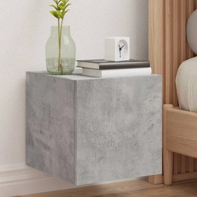 vidaXL Comodă TV de perete cu lumini LED, gri beton, 30,5x35x30 cm