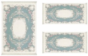 Set 3 Covoare Living / Dormitor, 7716MN, Poliester, Crem / Verde