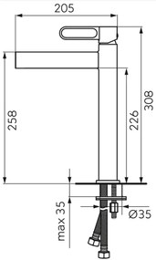 Baterie lavoar inalta FDesign Zaffiro cu ventil click-clack, negru-aur roz - FDSFD1-ZFR-2L-25