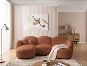 Colțar teracotă cu tapițerie din țesătură bouclé (în formă de "U") Orbit – Ropez