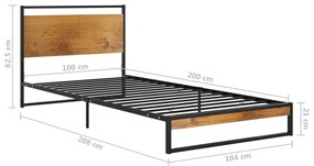 Cadru de pat, 100x200 cm, metal 100 x 200 cm
