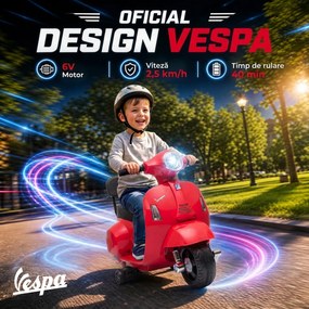 AIYAPLAY Motocicletă Electrică pentru Copii Mini Vespa Gts 7,2 V, 1,5-3 Ani, Roșie | Aosom Romania