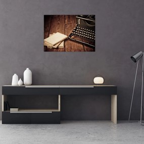 Tablou pe sticlă - Mașina de scris (70x50 cm)
