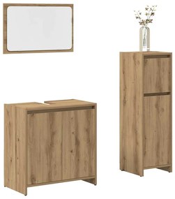 vidaXL Set mobilier de baie, 3 piese, stejar artizanal, lemn prelucrat