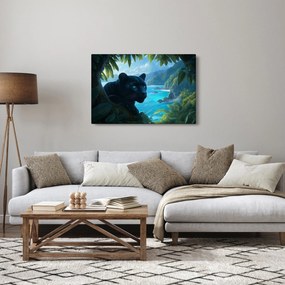 Tablou - Pantera neagră în junglă (90x60 cm)