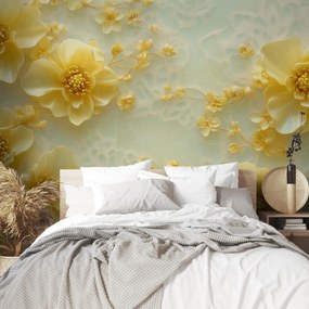Fototapet - Flori galbene delicate 3D (147x102 cm)