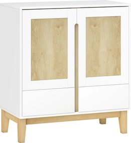 HOMCOM Bufet, mobilier de depozitare cu 2 uși, 2 sertare și raft reglabil, 80 x 40 x 86 cm, alb și stejar | Aosom Romania