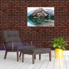 Tablou pe sticlă cu lac montan (70x50 cm)