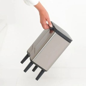Cos de gunoi Brabantia Bo Small Hi 1006642, 4 l, Deschidere lina si silentioasa, Baza antiderapanta, Rezistent la amprente, Otel inoxidabil/Mat
