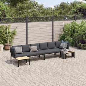 3283697 vidaXL Set mobilier de grădină cu perne, 4 piese, negru, aluminiu