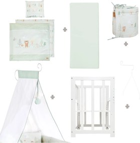 Pătuț leagăn alb cu înălțime reglabilă/atașabil 90x45 cm Woodland Buddies – Roba