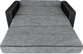 Canapea SAMY NEXT extensibila, 2 locuri, cu lada de depozitare, stofa gri cu negru, cadru metalic, 152x100x92 cm stofa, Gri Inchis + Gri Deschis