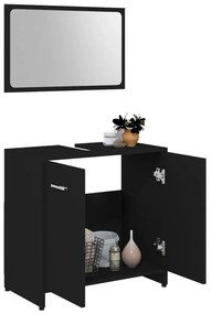 Set de mobilier de baie, negru, lemn prelucrat