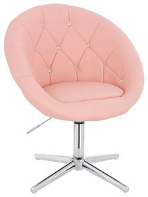 HC8516CCROSS Scaun Roz Piele Ecologica cu Bază Cromata