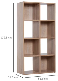 Homcom Librarie Raft 4 Niveluri Culoare Lemn Natural 61,5x29,5x122,5cm