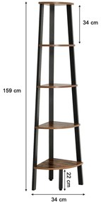 Raft colt TAYLOR 5 polite 159x34 cm, rustic maro