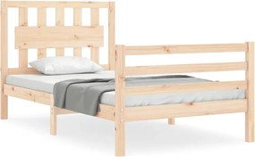 vidaXL Cadru de pat cu tăblie single mic, lemn masiv