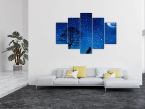 Tablou - Lupul urlând la lună (150x105 cm)