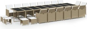 vidaXL Set mobilier de grădină cu perne, 21 piese, bej, poliratan