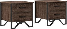 vidaXL Noptiere, 2 buc., stejar maro, 40x41x40 cm, lemn prelucrat