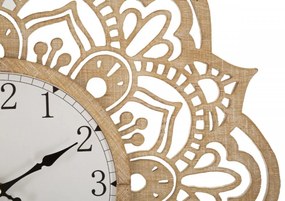 Ceas decorativ finisaj natural din Ratan si MDF, ∅ 60 cm, Carving Mauro Ferretti