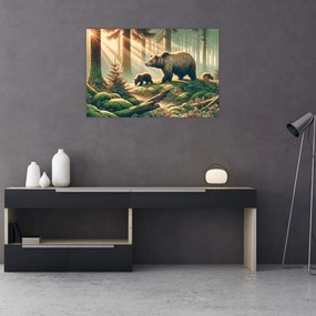 Tablou - Urși în pădure (90x60 cm)