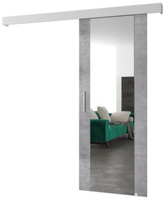 Uși culisante 90 cm Sharlene II (beton deschis + alb mat + argintiu) (cu oglindă). 1043633