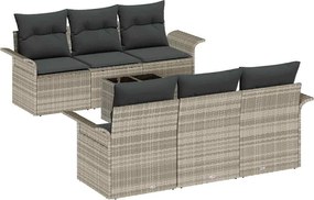 vidaXL Set de canapele pentru grădină 7 pcs Gri deschis poliratan