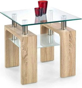 Masuta cafea DIANA H, transparent/stejar sonoma, 60x60x55 cm