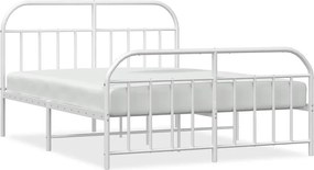 vidaXL Cadru de pat metalic cu tăblie de cap/picioare, alb, 183x213 cm