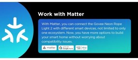 Bandă LED flexibilă Govee Neon 2 MATTER 5m RGBIC Wi-Fi IP67