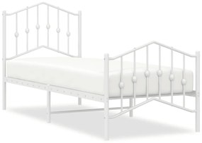 373846 vidaXL Cadru de pat metalic cu tăblie de cap/picioare  alb, 75x190 cm