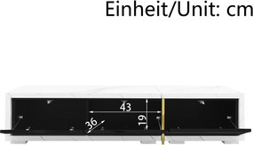 Dulap TV rotativ, Lungime variabilă, 140-260x40x30 cm, Alb+Negru