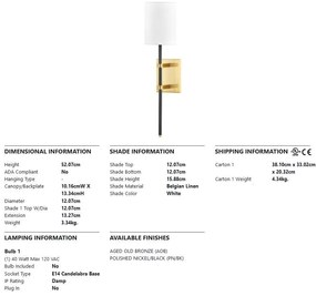 Aplica de perete design modern DENISE alama antichizata, negru